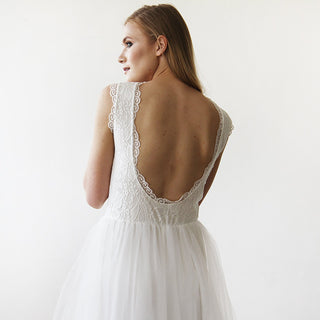 Ivory Tulle & Lace Sleeveless Maxi Dress #1145 dress XS-S Blushfashion
