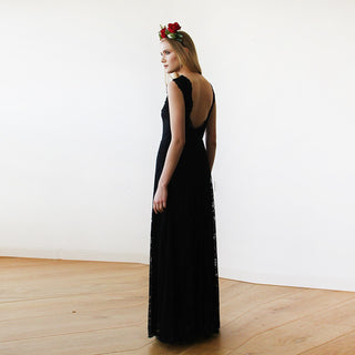 Black Lace Sleeveless Open Back Maxi Dress  #1141 dress XXS-XS Blushfashion