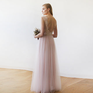 Pink Blush Tulle & Lace Sleeveless Maxi Gown #1145 dress XXS-XS Blushfashion