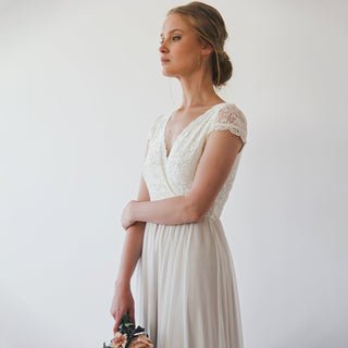 Wrap Cape sleeves lace wedding dress #1234 dress XXS-XS Blushfashion