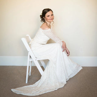 Ivory Off-The-Shoulder  Train Dress  #1148 bridal Blushfashion LTD