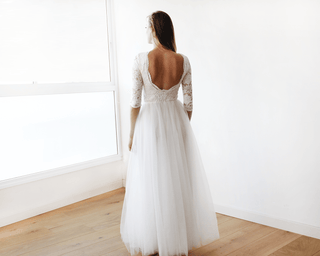 Ivory Tulle & Lace Open Back Gown #1122 dress Blushfashion LTD