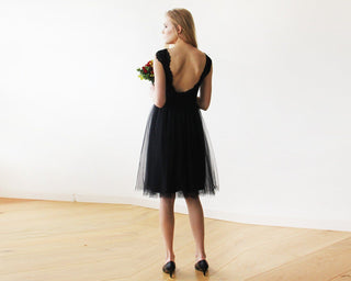 Lace And Tulle Black Sleeveless Midi Dress  #1159 dress Blushfashion LTD