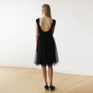 Lace And Tulle Black Sleeveless Midi Dress  #1159 dress XXS-XS Blushfashion LTD