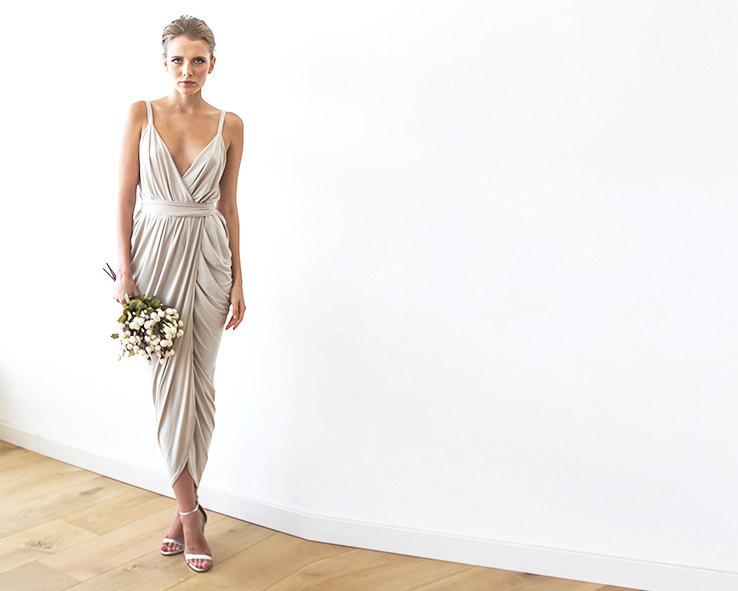 Champagne wrap dress sales