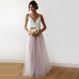 Fairy ivory & pink tulle  dress #1185 Maxi Blushfashion LTD