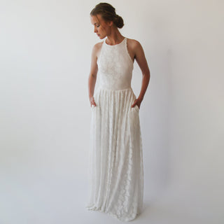 Halter neckline  wedding dress with pockets  #1221 Maxi Blushfashion LTD