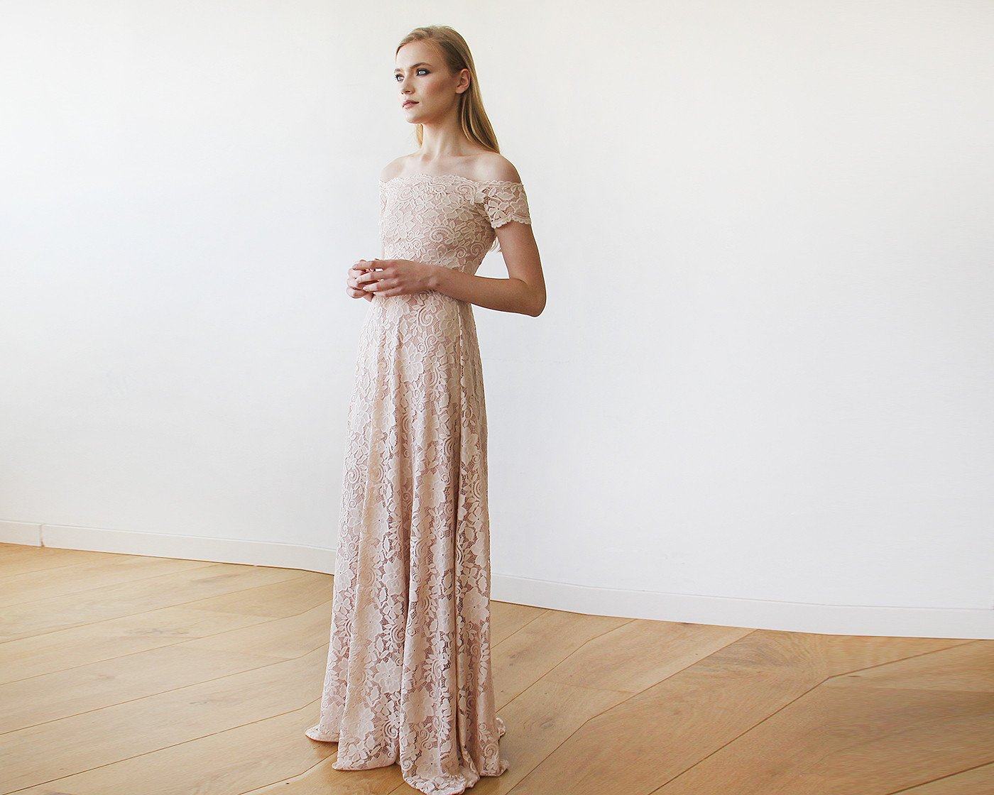 Off-The-Shoulder Short Sleeves Maxi Dress #1142 Off-The-Shoulder Short Sleeves Maxi Dress #1142