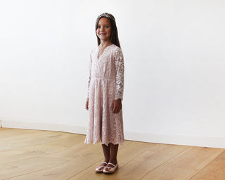 Pink lace Flower Girls Short Dress #5045 Pink lace Flower Girls Short Dress #5045