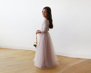 Pink Off-The-Shoulder Lace & Tulle Maxi Flower Girls Gown #5040 Maxi Blushfashion LTD