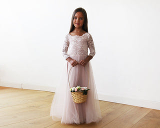 Pink Off-The-Shoulder Lace & Tulle Maxi Flower Girls Gown #5040 Maxi Blushfashion LTD