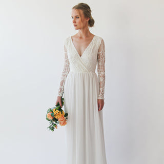 Wrap bohemian lace wedding dress #1242 Maxi XXS-XS Blushfashion LTD