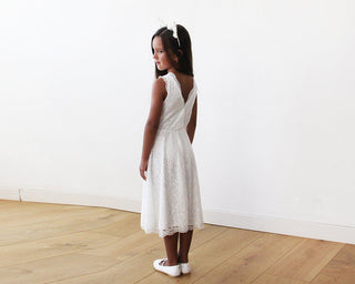 Short wedding dress ,Midi Ivory All Lace Sleeveless Flower Girl Dress #5048 Midi Blushfashion LTD