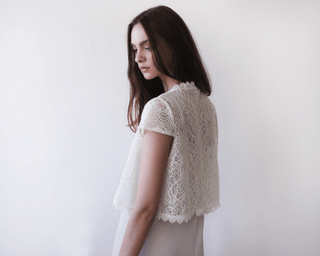 Bridal lace  short sleeves Top  #2023 Tops Blushfashion LTD