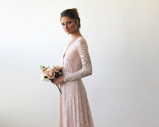 Baby Pink Wrap Dress with Train #1151 Maxi Blushfashion