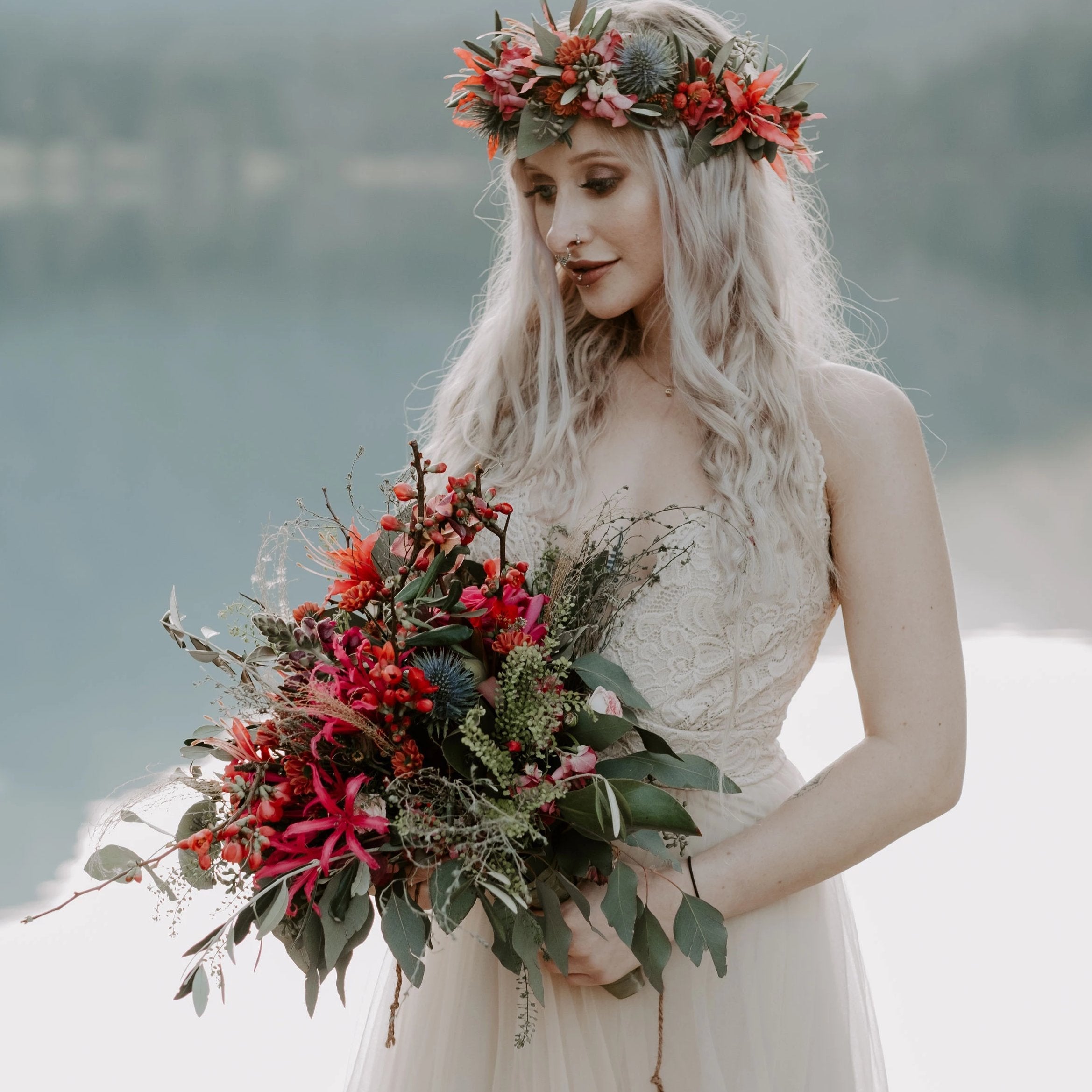 flowers for champagne wedding dress A-line Boho Champagne Off The Shoulder Wedding Dress Bridal Gown US4 / As Picture