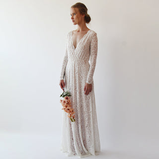 Bestseller Curvy Vintage Style Long Sleeves lace wedding dress  #1258 Maxi Blushfashion