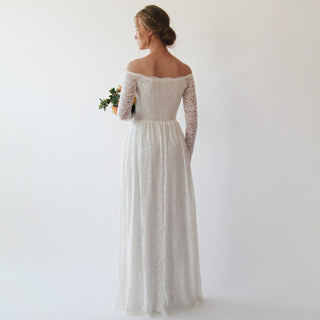 Bestseller Ivory Off the shoulder wrap wedding dress with pockets #1244 Maxi Blushfashion