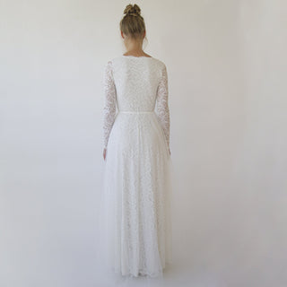 Bestseller Ivory Wedding Dress , Sheer Illusion Tulle Skirt on Lace #1315 Maxi Blushfashion