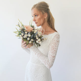 Bestseller Long sleeves boat neckline modest wedding dress #1297 Maxi Blushfashion