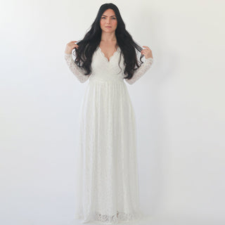 Bestseller Long sleeves Ivory wedding dress with pockets #1269 Maxi Blushfashion