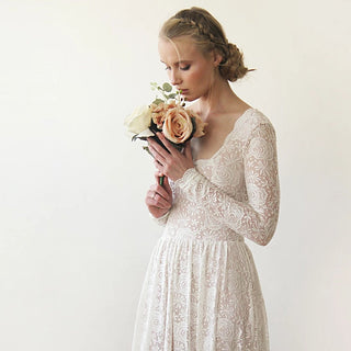 Bestseller Square Neckline Wedding Dress #1259 Maxi Blushfashion