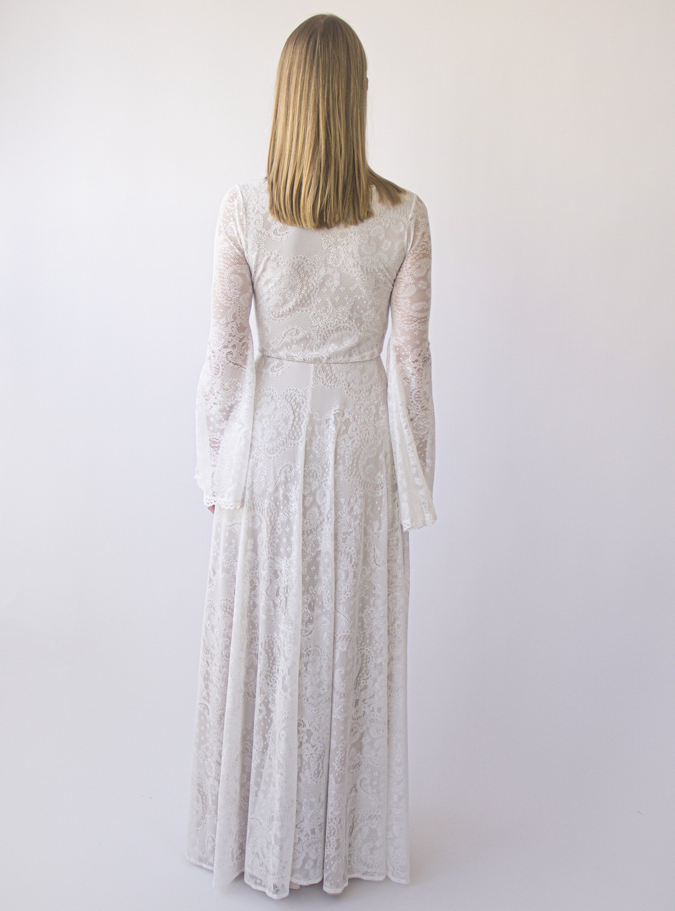 Long Bell Sleeves Gown #1394 Long Bell Sleeves Gown #1394