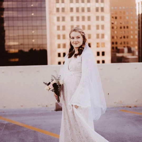 Long Bell Sleeves Gown #1394 Long Bell Sleeves Gown #1394