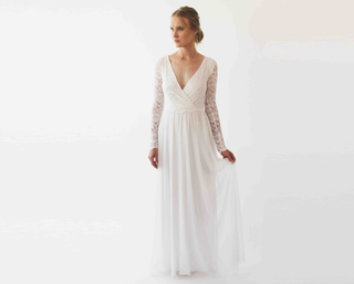 Bestseller Wrap lace wedding dress with chiffon mesh #1256 Maxi Blushfashion