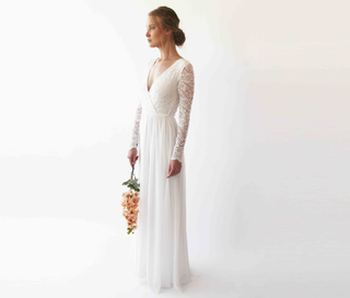 Bestseller Wrap lace wedding dress with chiffon mesh #1256 Maxi Blushfashion