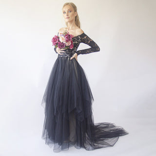 Black Gothic wedding dress  #1275 Maxi Blushfashion