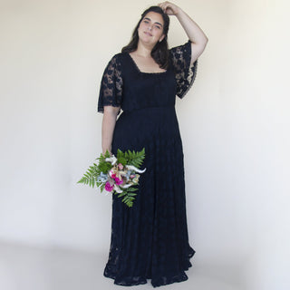 Black lace romantic dress with butterfly sleeves  #1343 Maxi Blushfashion