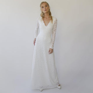 Bohemian  V neckline Sheath wedding dress #1310 Maxi Blushfashion
