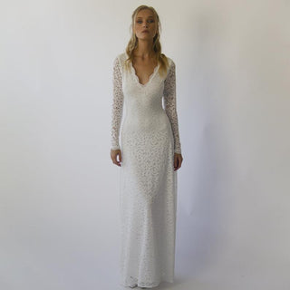 Bohemian  V neckline Sheath wedding dress #1310 Maxi Blushfashion