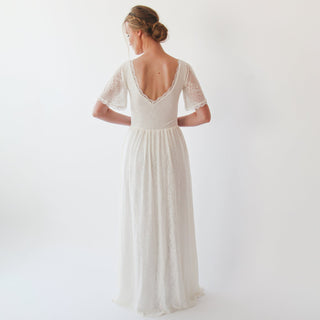 Butterfly sleeves  bohemian Ivory wedding dress #1232 Maxi Blushfashion