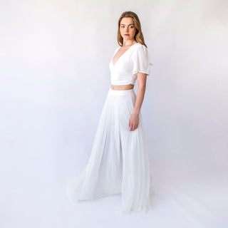 Chic and Flowing Chiffon Maxi Skirt with Slit, Perfect for Bridal and Evening Wear. Bridal skirt with chiffon,  Beach wedding skirt #3046 Maxi Blushfashion