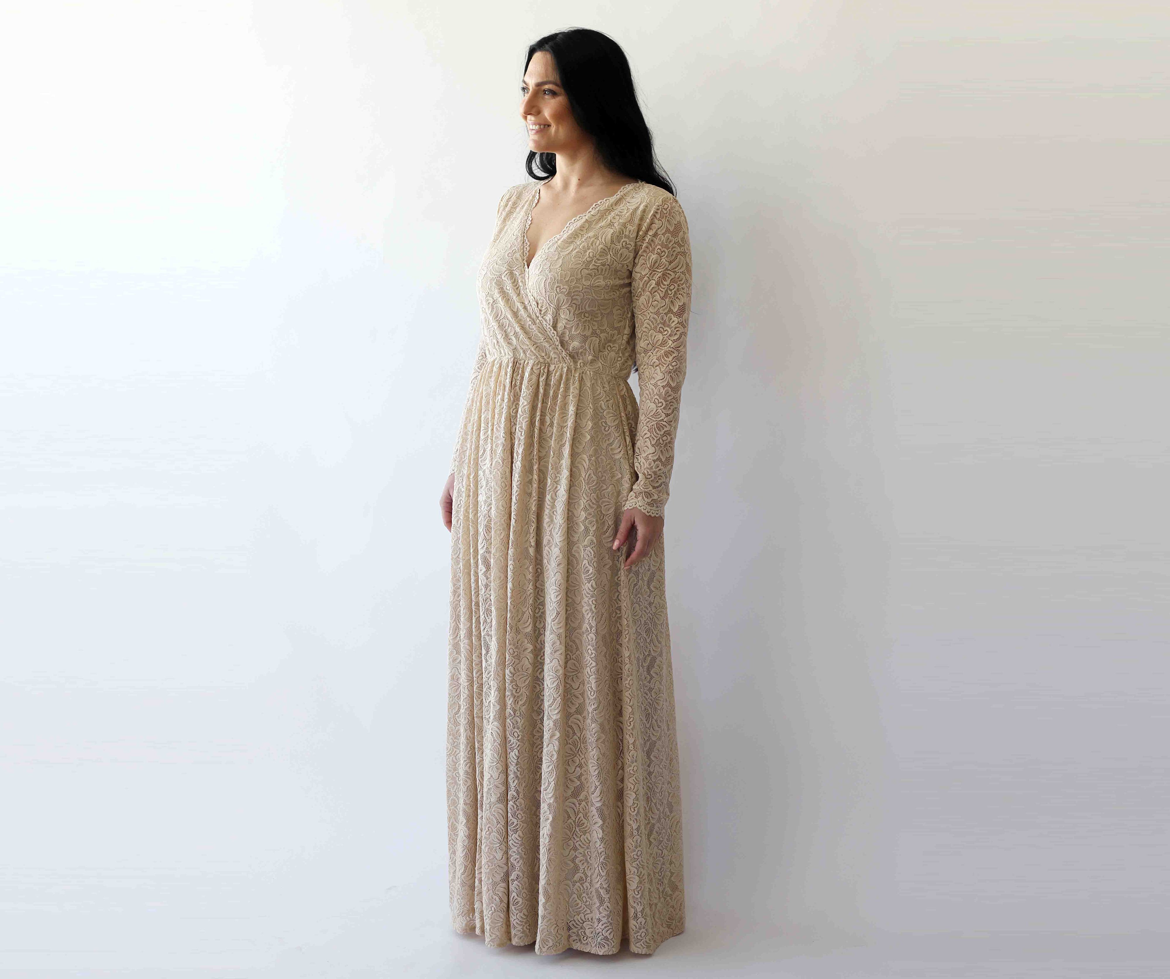 Curvy Champagne boho dress #1269