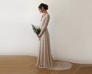 Curvy Champagne Lace Gown #1151 Maxi Blushfashion