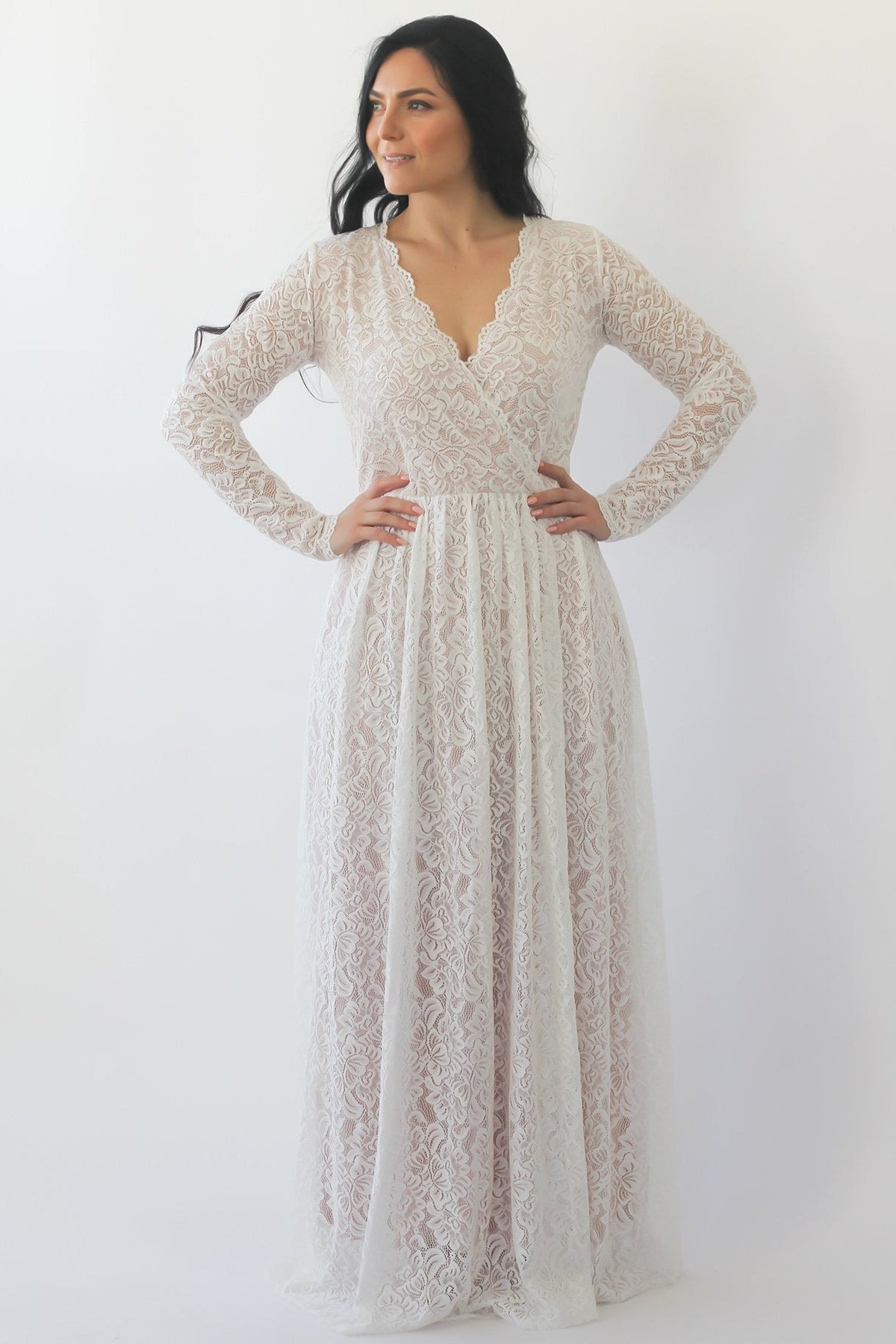 Ivory Lace Bodice Halter Long Dresses Rust Plus Size