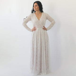 Curvy Ivory blushed wedding dress with pockets #1268 Maxi Blushfashion