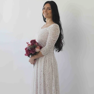 Curvy   Ivory nude Off Shoulder Wedding  Dress #1264 Maxi Blushfashion