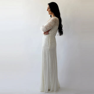 Curvy  Long Sleeves lace  bohemian  dress #1239 Maxi Blushfashion
