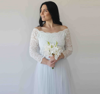 Curvy  Off-Shoulder Two Colors Wedding Dress #1134 Maxi Blushfashion