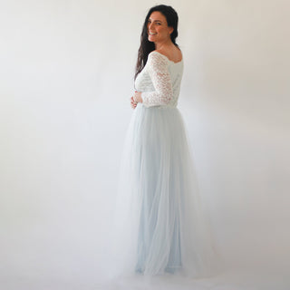Curvy  Off-Shoulder Two Colors Wedding Dress #1134 Maxi Blushfashion
