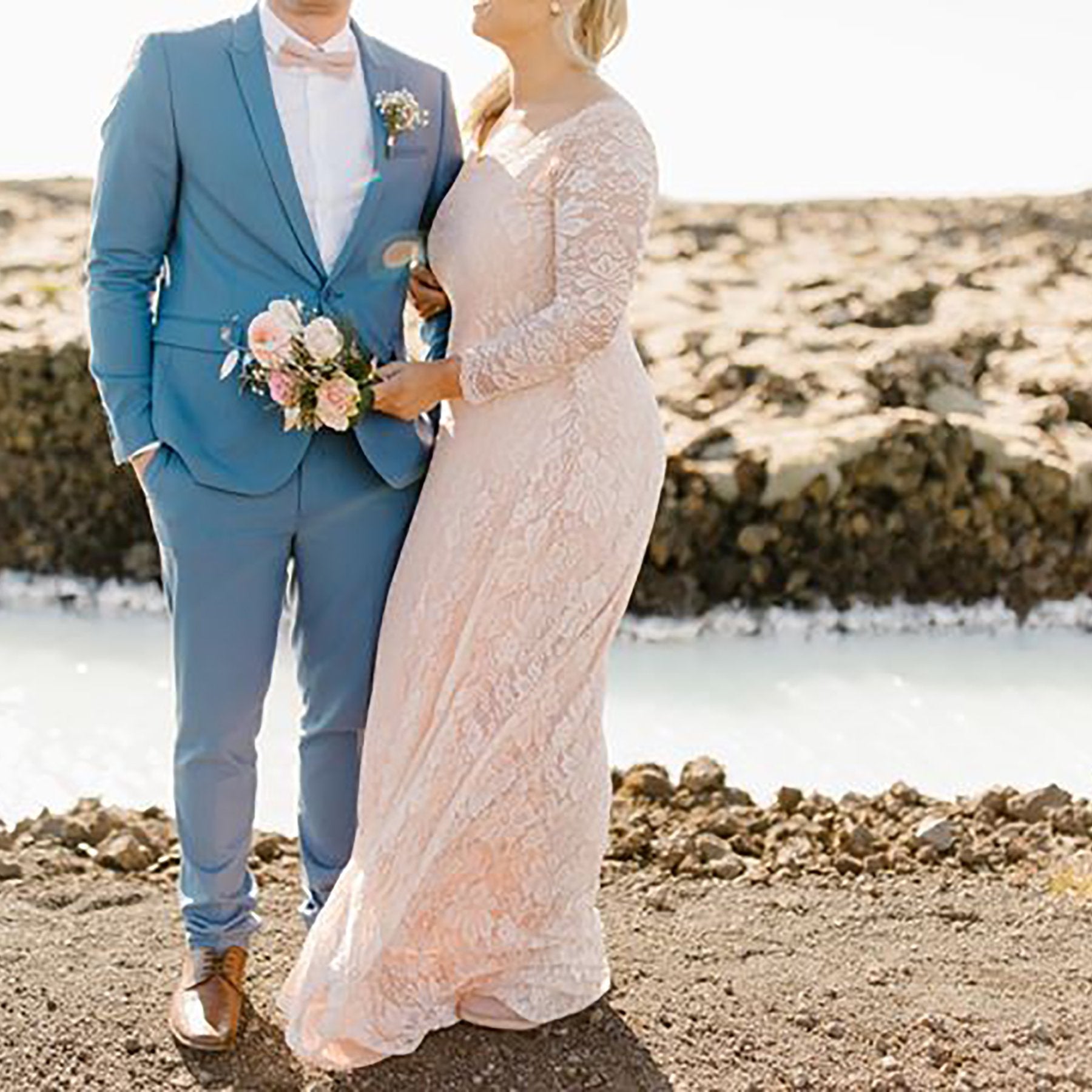 Romantic Blush Pink Floral Lace Maxi Dress #1119