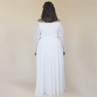 Curvy   Off-The-Shoulder long sleeves lace Wedding Dress #1330 Maxi Blushfashion