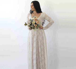 Curvy   Square Neckline Wedding Dress with Pockets #1265 Maxi Blushfashion