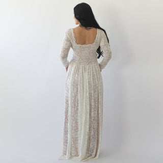 Curvy   Square Neckline Wedding Dress with Pockets #1265 Maxi Blushfashion
