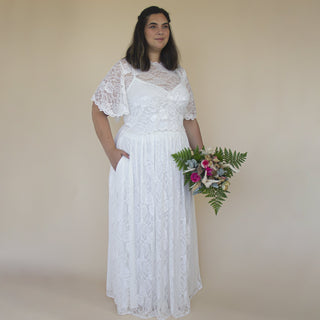 Curvy Wedding Dress Separates, Two Piece Bridal Lace Gowns #1332 Maxi Blushfashion
