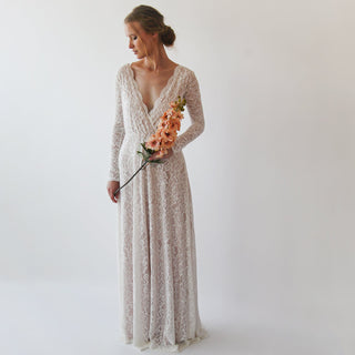 Bestseller Curvy Vintage Style Long Sleeves lace wedding dress  #1258 Maxi Custom Order Blushfashion